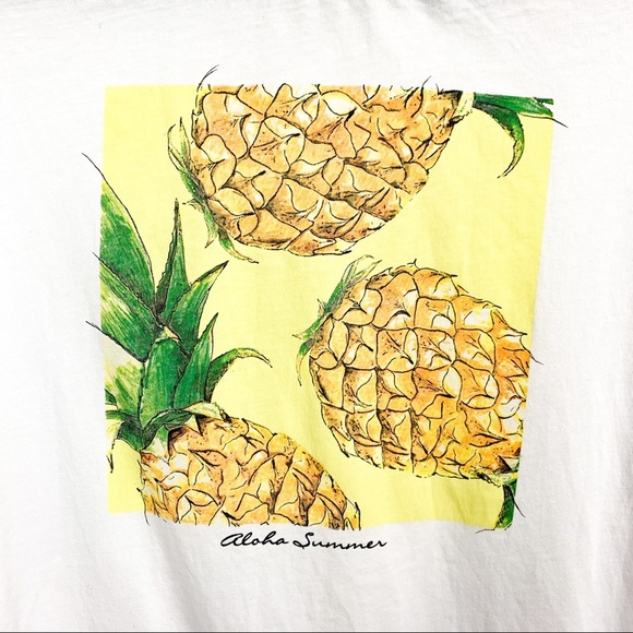 Aloha Summer H&M White Pineapple Print Short Sleeve - Picture 2 of 7